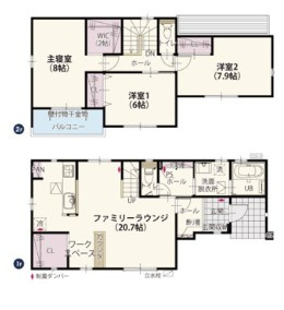 【間取り】 | ワイウッドコート深谷市上原 第1期　新築住宅 | ≪2号棟≫
