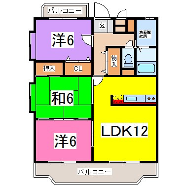 熊本市中央区出水５丁目の賃貸マンションの間取り