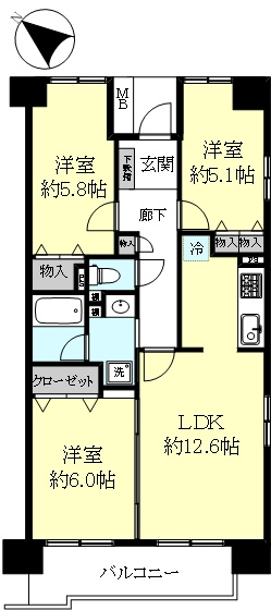 ウエステージ明石弐番館の間取り