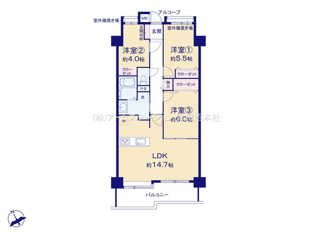 【間取り】 | アトムセレクト　ルネ幕張6階