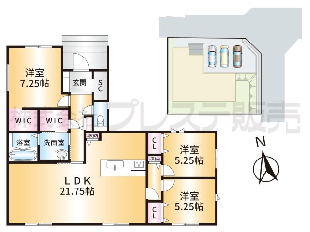 奈良市六条緑町１丁目の新築一戸建の間取り|間取図