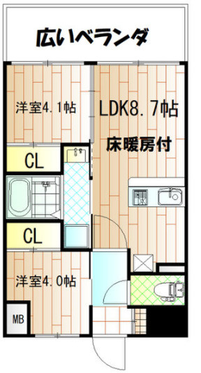 【間取り】 | パラゴン勝山通り | ※この間取りの反転タイプです。