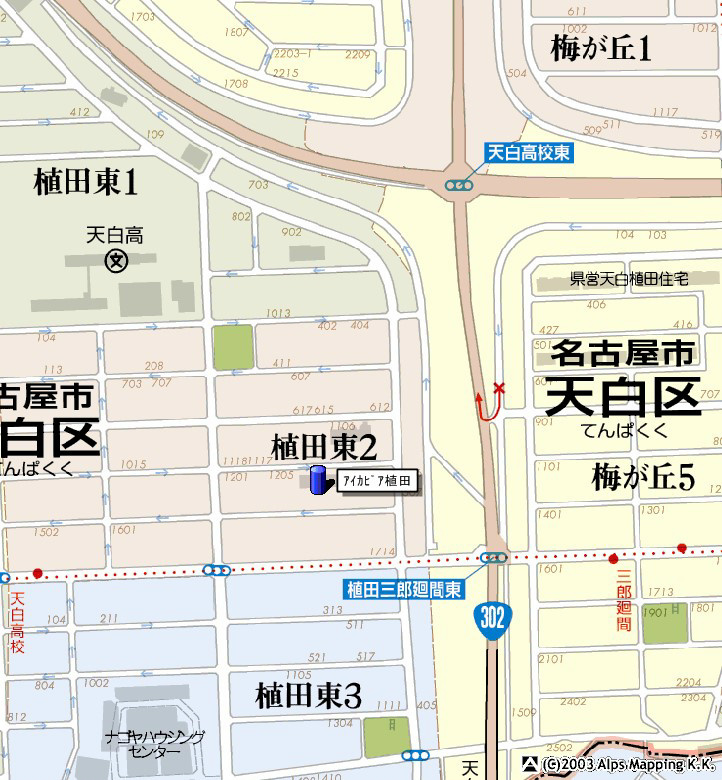 アイカピア植田の地図