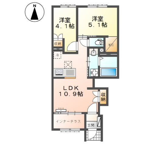 東松山市松葉町　アパート新築工事の間取り