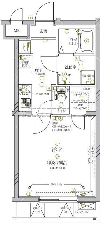 板橋区赤塚新町２丁目の賃貸マンションの間取り