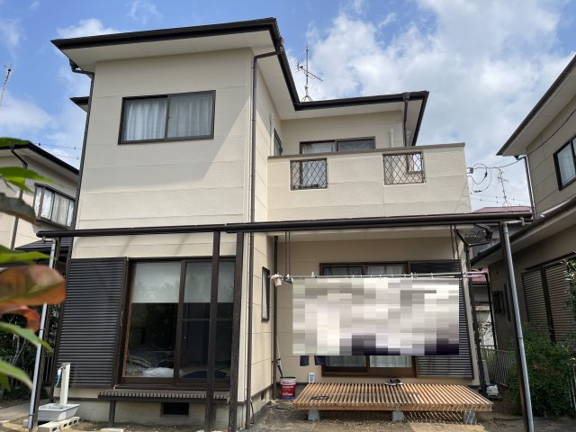 長生村水口1084戸建の外観|外壁塗装後　（洗濯物モザイクあり）