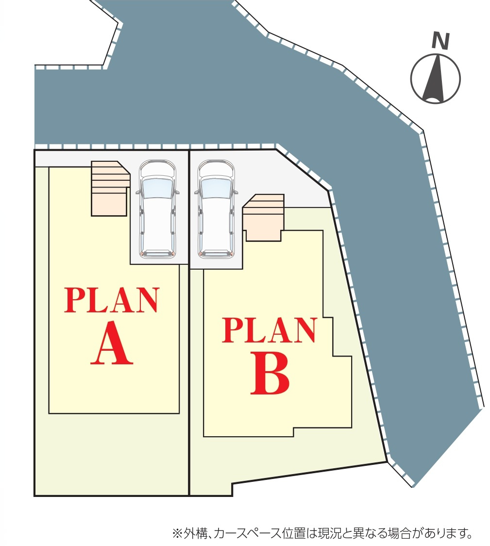松戸市小金きよしヶ丘２丁目新築戸建【小金小学校：8分】の区画図