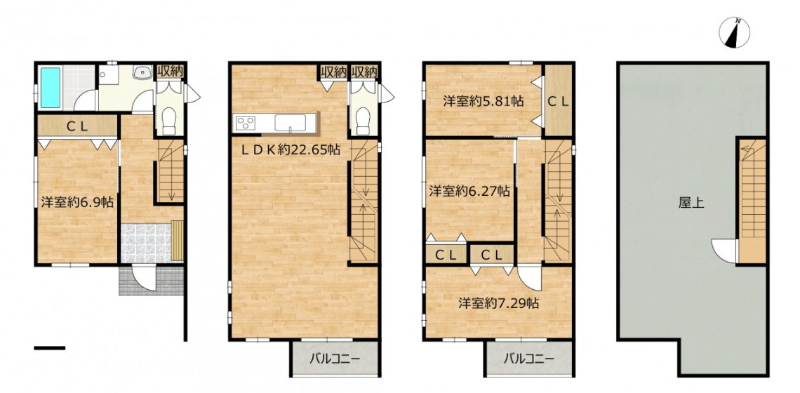 売中古戸建　富士市中丸の間取り