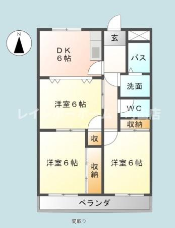 ヴァンベール文ヶ岡2※初期費用分割あと払いサービス利用可能物件の間取り