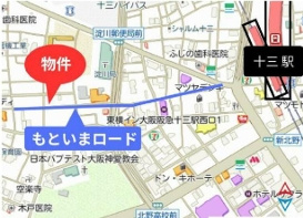 十三元今里２丁目店舗の地図