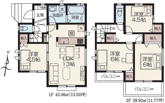 Heartful-Town 川越上野田町3期の間取り|4LDK
