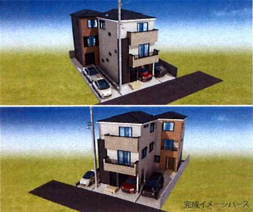 茅ヶ崎市赤松町　新築戸建全3棟　2号棟の外観パース