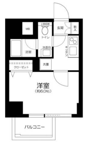 ハーモニーレジデンス大森ウエストの間取り|1K洋室6帖バストイレ別