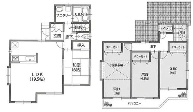 流山市西初石1丁目　中古戸建　平成17年築の間取り