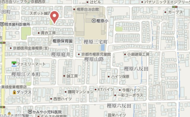 京都市西京区樫原五反田　建築条件なし土地の地図
