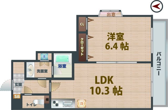 【間取り】 | レジディア笹塚 | 1LDKのお部屋です。