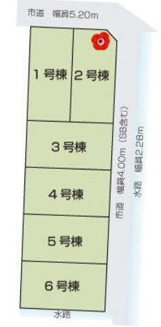 清水町徳倉　全6区画　3邸　4号棟の区画図
