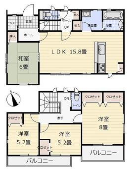 古河市下辺見　中古一戸建ての間取り|全居室収納付きで物の置き場所に困らない間取りです♪