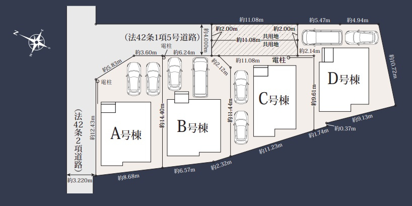 姫路市大津区吉美　新築一戸建ての区画図|全4区画