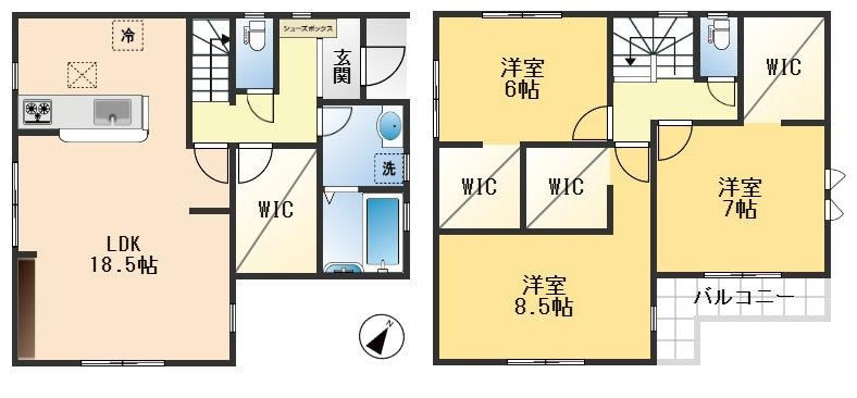 豊中市大島町1丁目　新築戸建の間取り