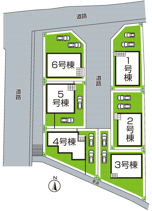 ●31(土)1(日)3(祝)現地説明会！　大和郡山市九条町　第12期　新築一戸建ての区画図|全6区画