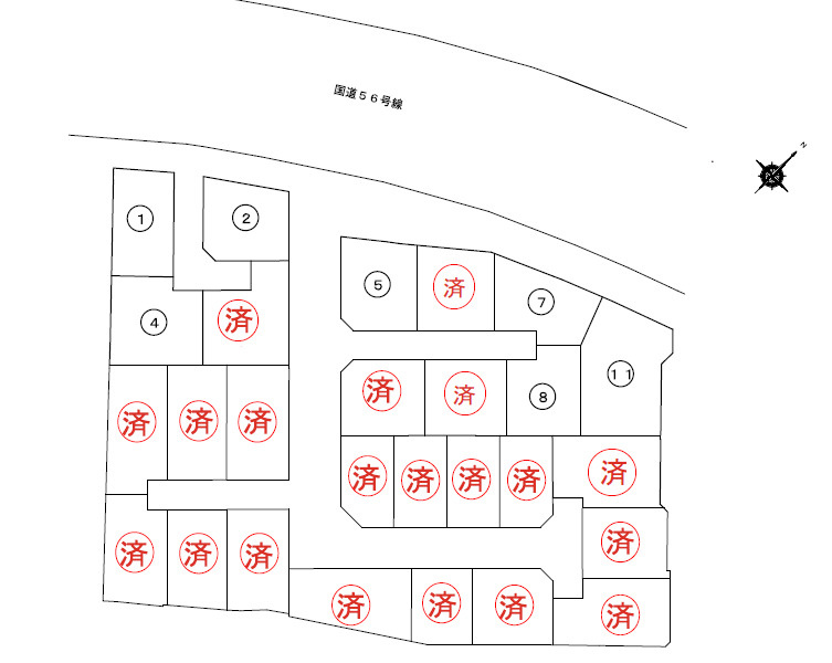 土佐市高岡字摺木丙分譲地の区画図
