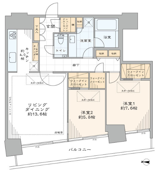 Ｍ．Ｍ．タワーズ　ＦＯＲＥＳＩＳ　Ｌ棟の間取り