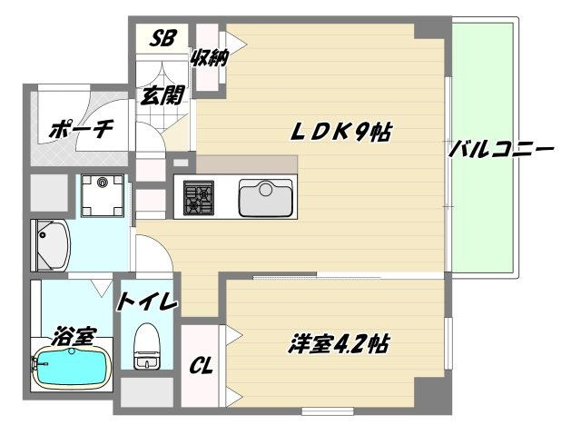 大阪市東淀川区西淡路１丁目の賃貸マンションの間取り