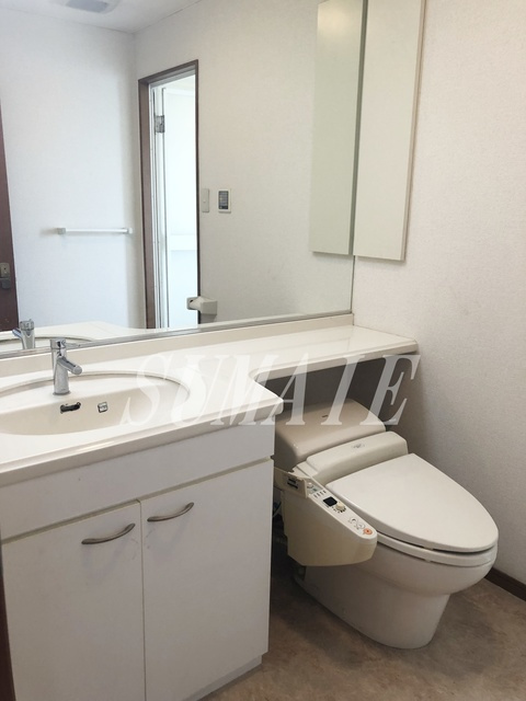 アルファイーストの洗面所|鏡も大きい脱衣所になります。
