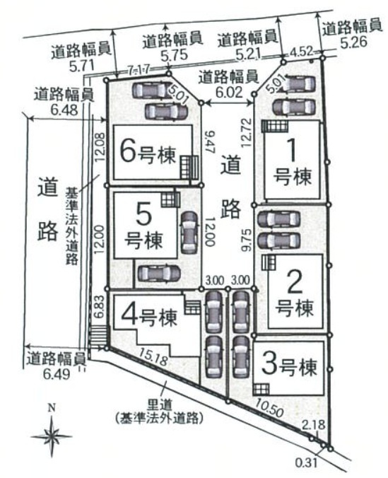 大和郡山市九条町　第12期　新築一戸建ての区画図|全6区画
