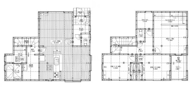 全7区画　1号棟　LDK20帖　収納豊富　二見町福里　新築戸建の間取り