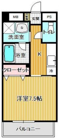 【間取り】 | プティソール | 独立洗面台付きの１Ｋマンションです