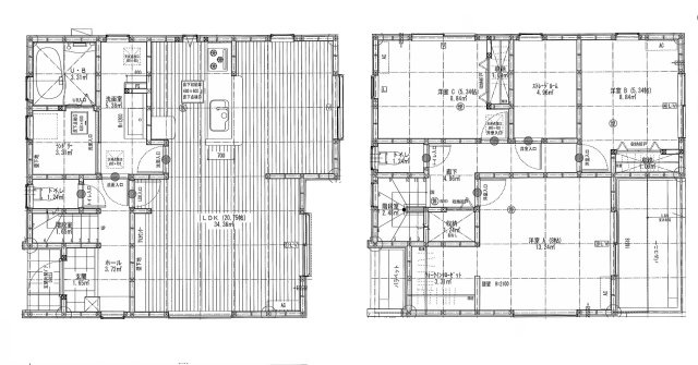 全7区画　4号棟　LDK20帖超　ランドリー　二見町福里　新築戸建の間取り