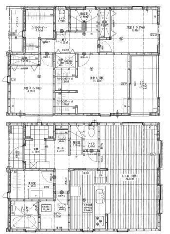 全7区画　6号棟　ランドリー WIC収納豊富　二見町福里　新築戸建の間取り