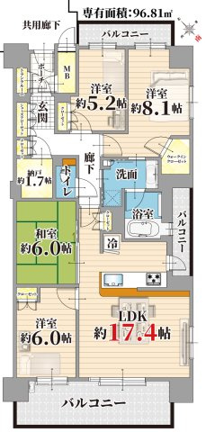 【間取り】 | エルグレース彩都箕面　中古マンション | 【間取り図】
96.81㎡・広々4ＬＤＫ♪