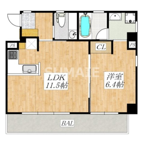 エリーワールドの間取り|広々1LDＫタイプのお部屋です☆彡
