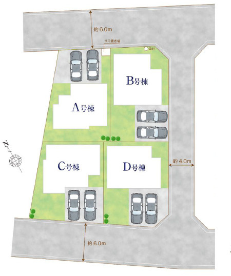 草加市長栄4丁目 新築分譲住宅 全4棟 C号棟の区画図