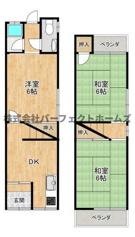 高柳7丁目テラスハウス　賃貸の間取り