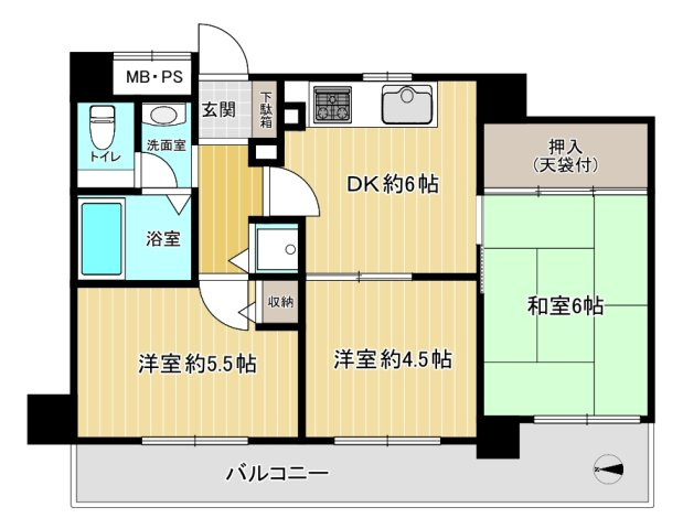 トーカンマンション兵庫島上町の間取り|西側からたっぷりと陽光が注がれる明るい空間。家族の成長に対応できる間取り。
