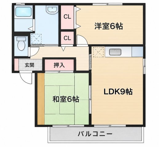 筑紫野市針摺東５丁目のアパートの間取り