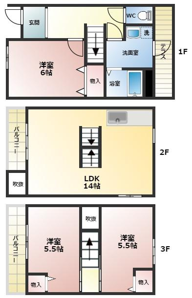 クレスト甲東園A棟の間取り