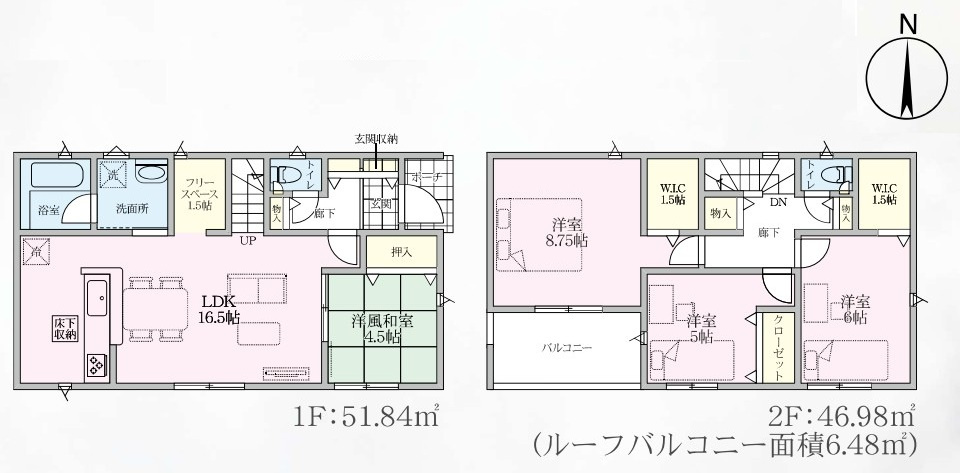 Cradle garden　行田市谷郷第6の間取り|図面と現況が異なる場合、現況を優先とします。
