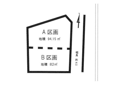 【区画図】 | 金森売地 | 区画図の番号が本物件の区画です。道路の幅や位置、隣接区画との並び、公園やごみ置場の配置をご確認ください。区画ごとの高低差や日当たりは現地でご案内します。※図面と現況が異なる場合は現況優先。