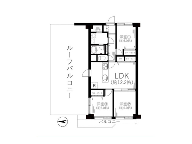 【間取り】 | ネオコーポ町田 | 3つの居室とゆとりあるLDKを備えた3LDKの中古マンション。家族が集まるリビングと個室のバランスがよい間取りです。な素材と落ち着いた色合いでまとめた内装が、家族の時間を豊かにします。