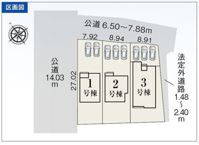 【区画図】 | 袋井市長溝 2期 新築一戸建て 3号棟 | 3号棟の区画図です