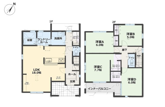 福岡市東区松崎3丁目第1-3棟（1号棟）の間取り