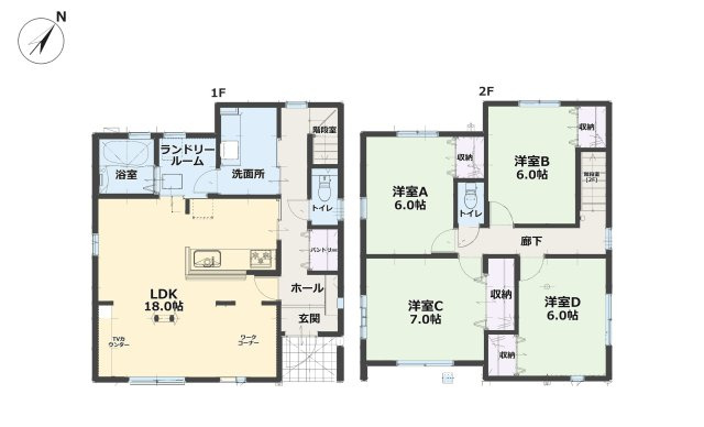 福岡市東区松崎3丁目第1-3棟（2号棟）の間取り