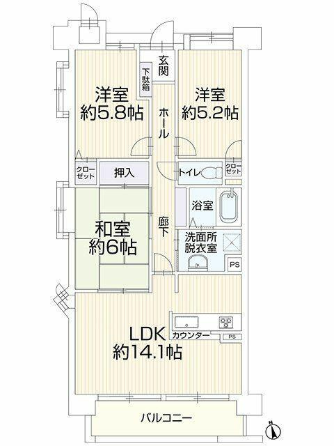 中古マンション・仲介手数料半額）モアグレース枠杁　８０２の間取り|間取り