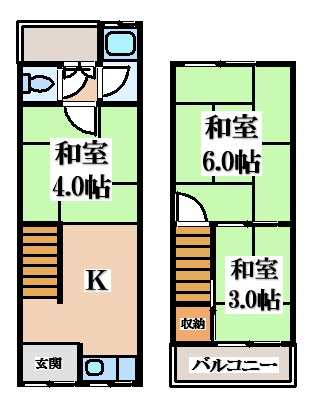 【間取り】 | 北条６丁目貸家