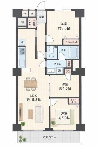 【間取り】 | メゾンドール新多摩川B棟　久地駅約8分/安心の管理体制